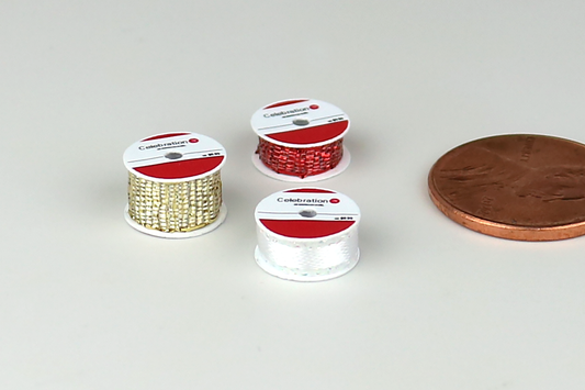 Holiday Ribbon Spools Set (Red White Gold)