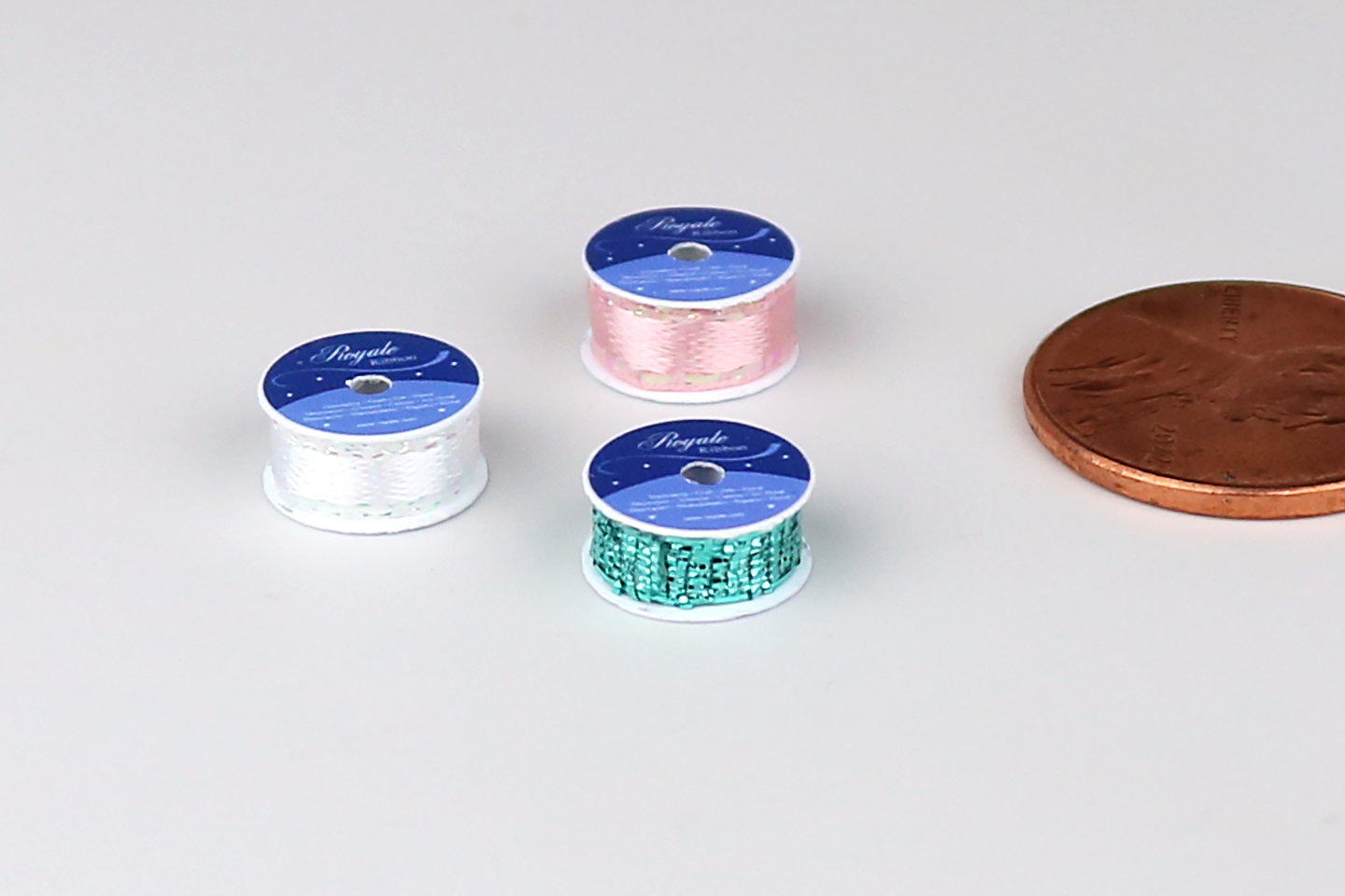 Ribbon Spools Set in Pink, White & Turquoise