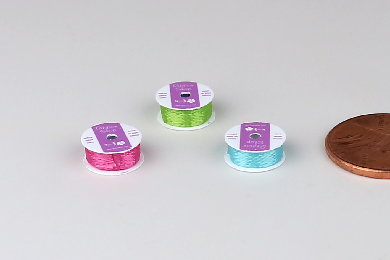 Ribbon Spools Set in Purple, Pink & Blue