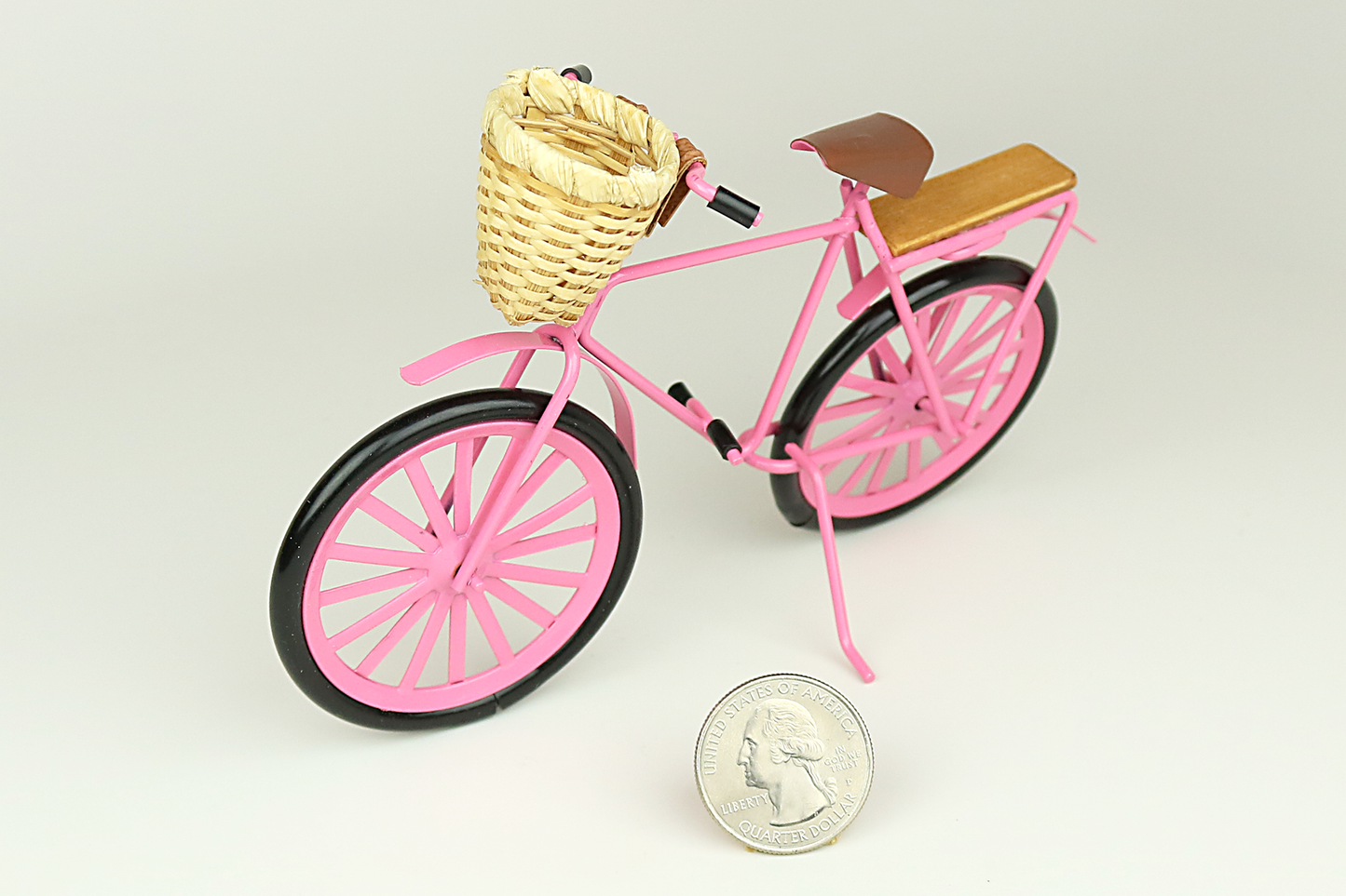 Pink Bicycle with Wicker Basket
