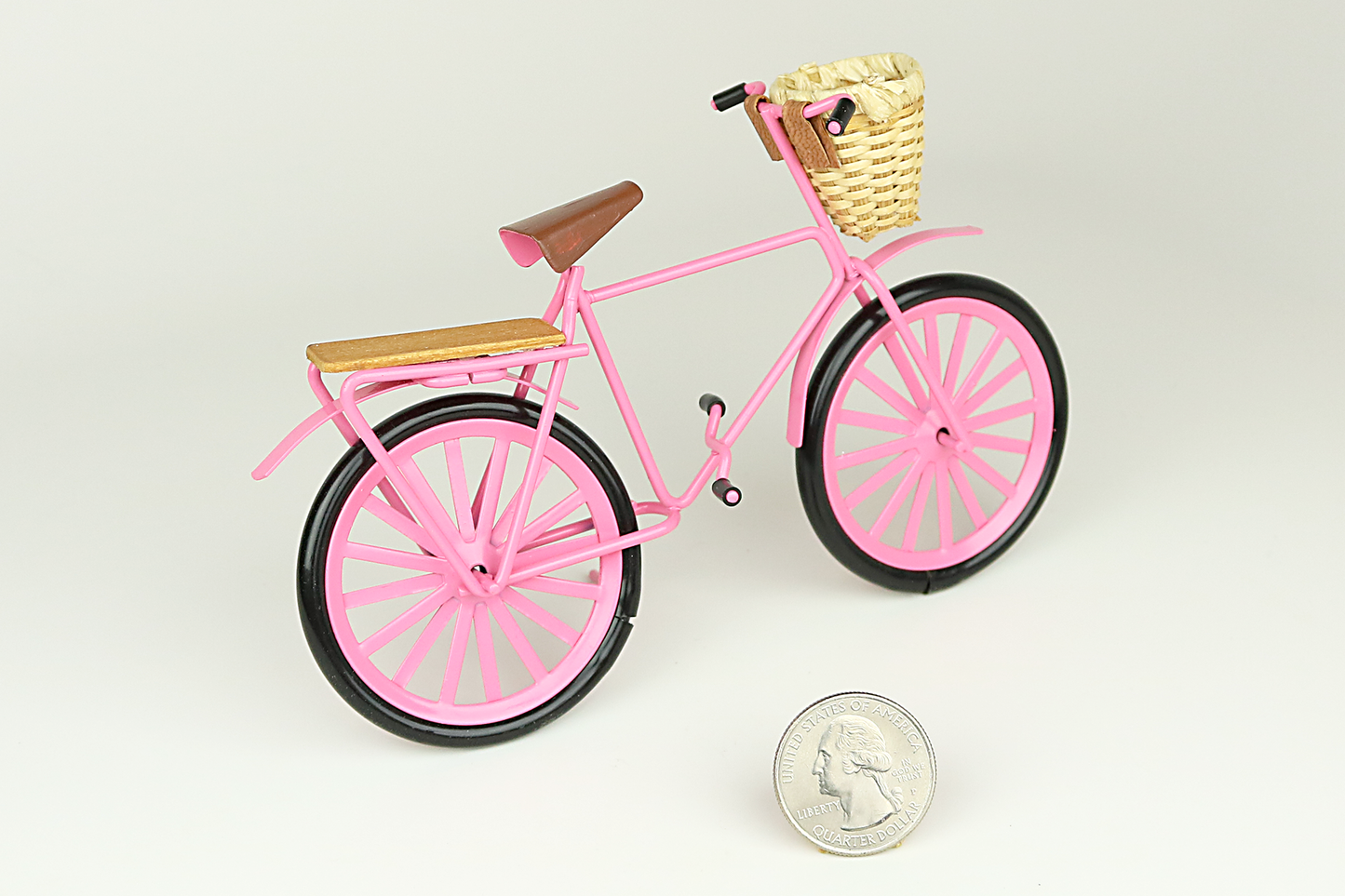 Pink Bicycle with Wicker Basket