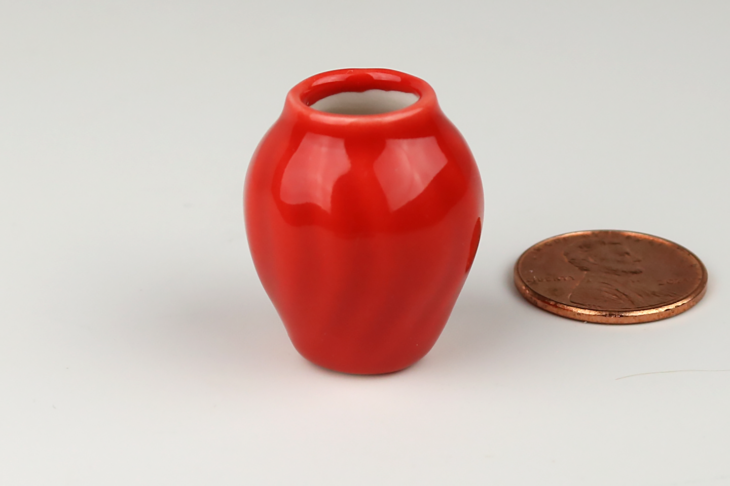 Red Fluted Round Vase