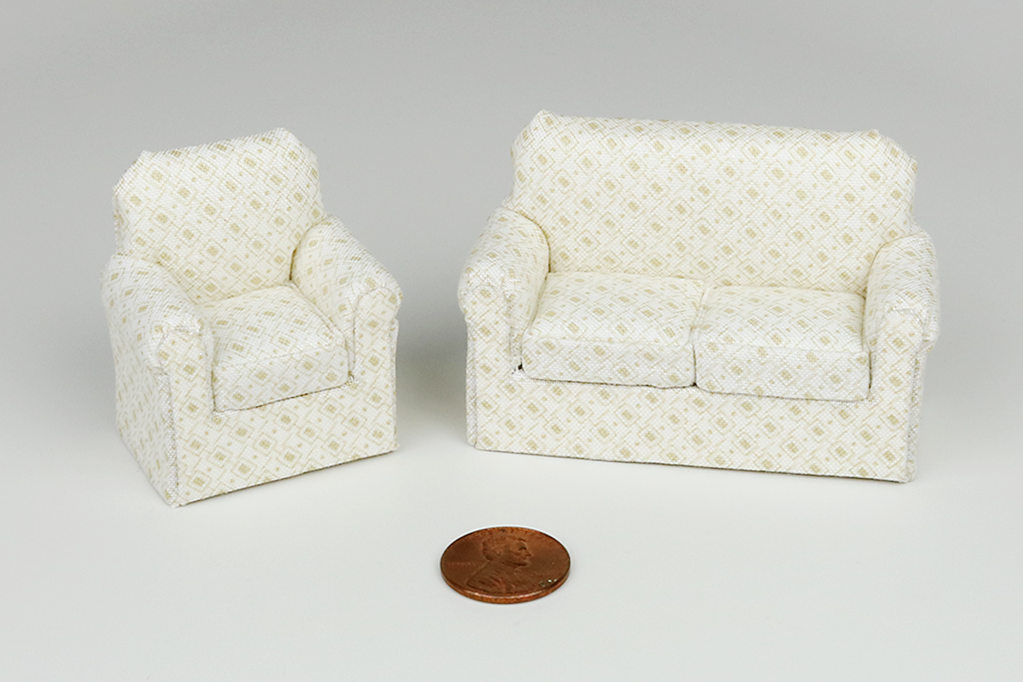 Sugar Squares Living Room in White (Half Scale)