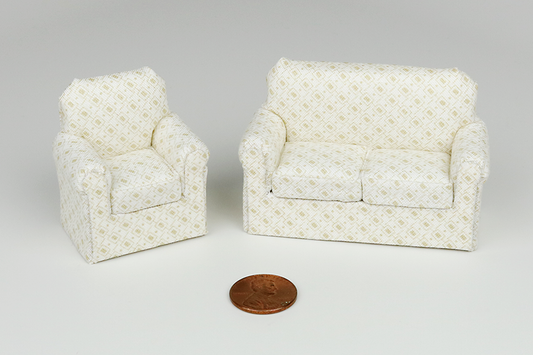 Sugar Squares Living Room in White (Half Scale)