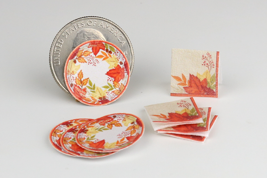 Autumn Leaves Paper Plates & Napkins Set