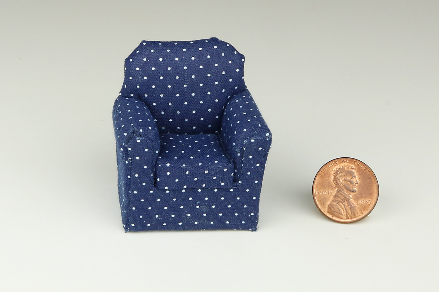 Deep Sea Blue Polka Dot Living Room (Half Scale)