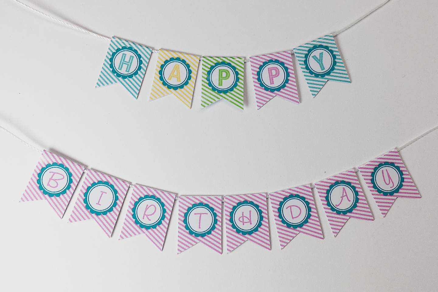 Pastel Stripes Birthday Banner