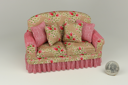 Floral Daydream Red-Ecru Loveseat