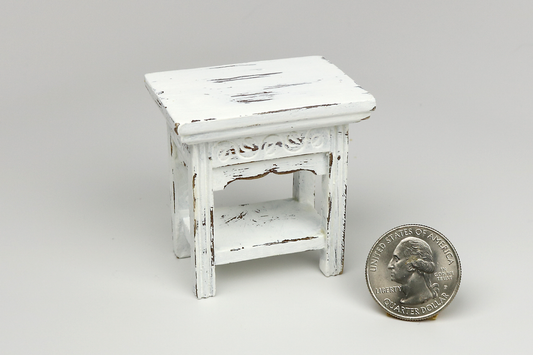 Antique-style White End Table