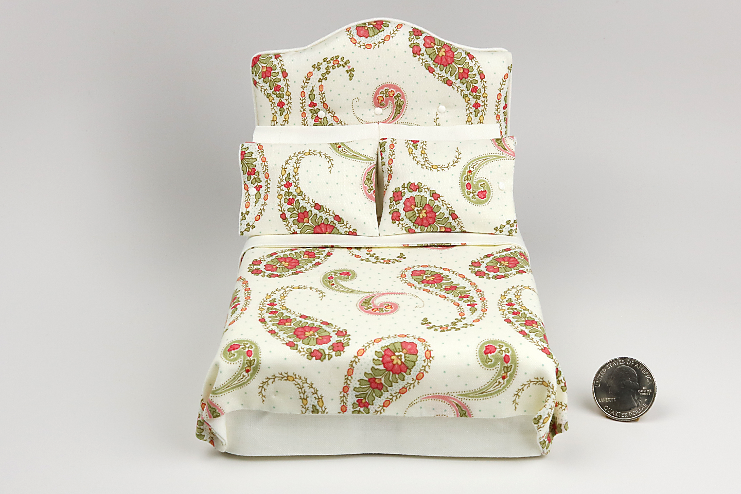 Paisleys of Bright White Double Bed