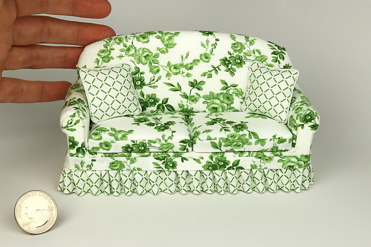 Fresh Blooms in Green Living Room