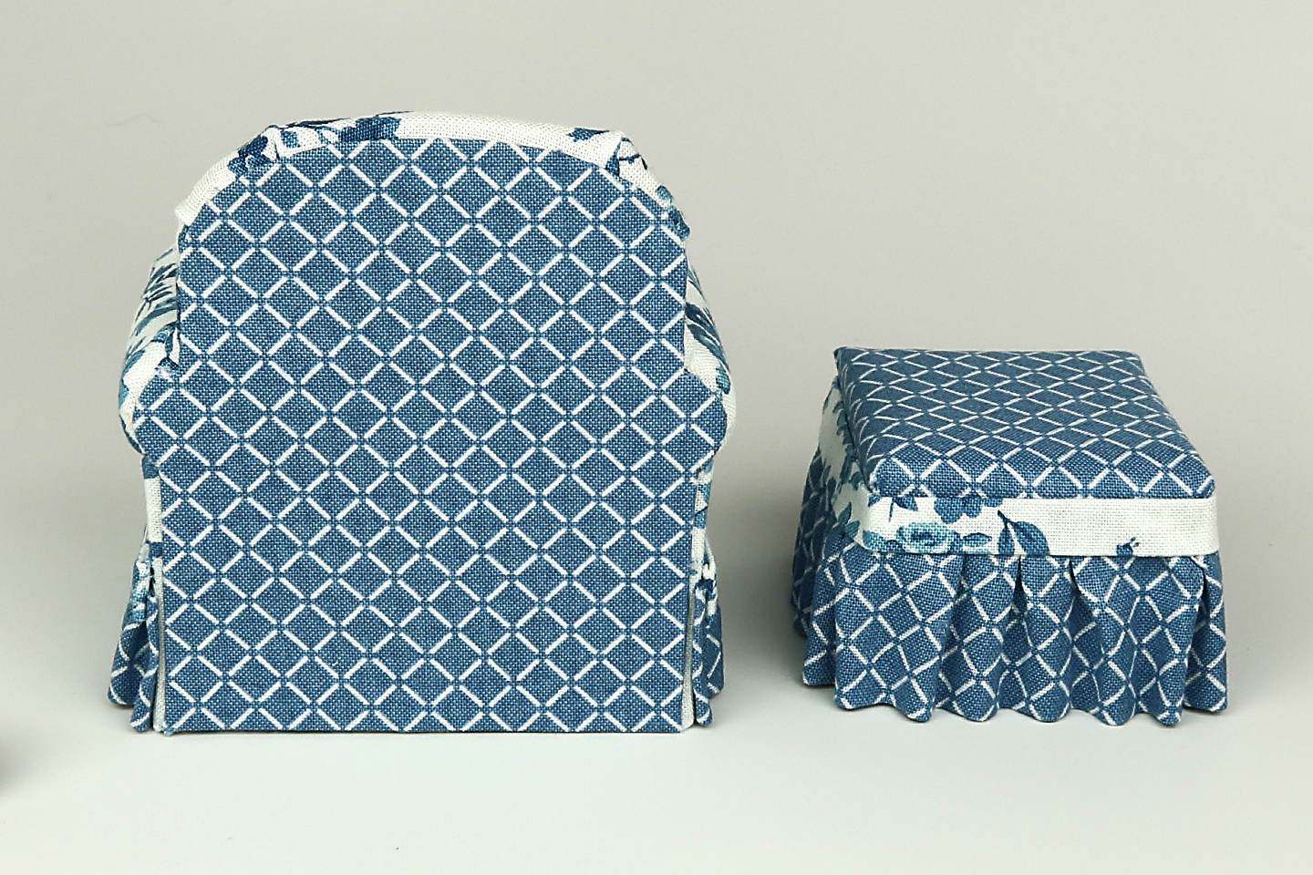 Fresh Blooms in Blue Armchair with Ottoman