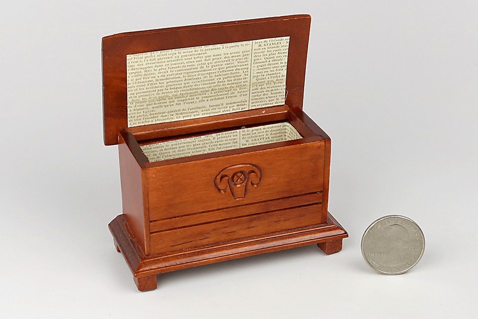 Wooden Chest with Papered Interior