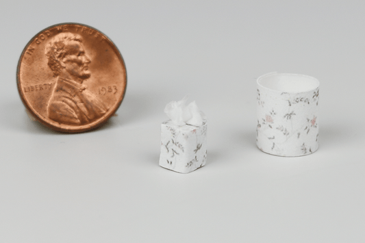 Bathroom Accessories in White Floral (Half Scale)