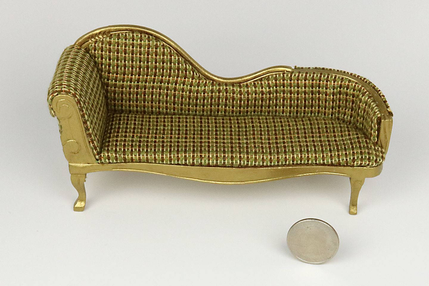 Gold Chaise Lounge and Chair