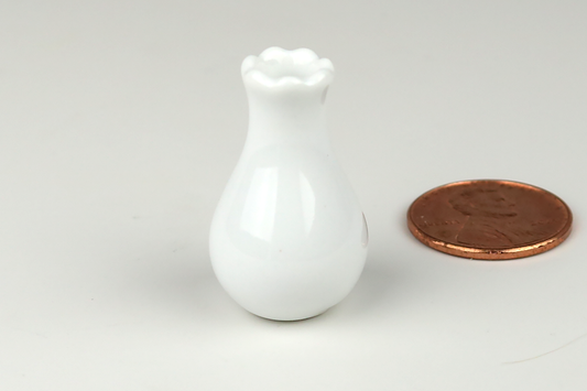Tall White Vase with Scalloped Edge