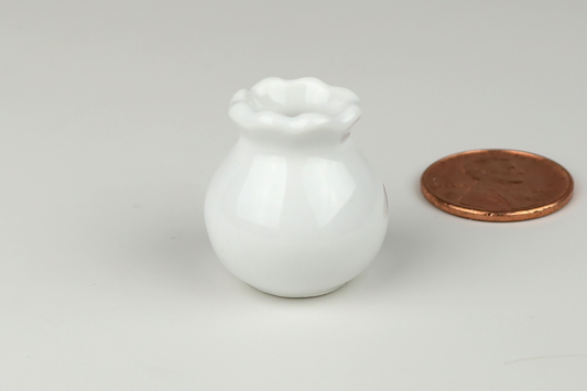 Round White Vase with Scalloped Edge