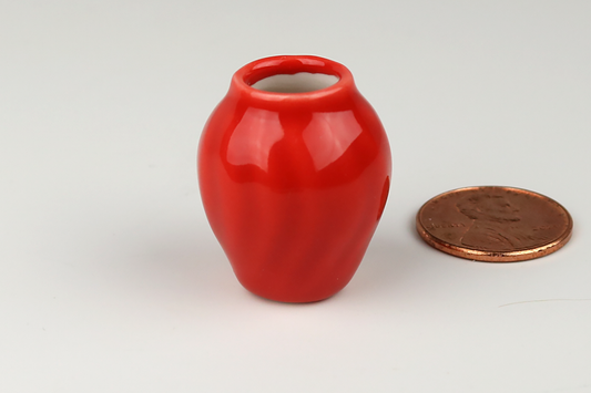 Red Fluted Round Vase