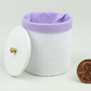 Lidded Clothes Hamper in White & Purple