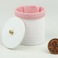 Lidded Clothes Hamper in White & Pink