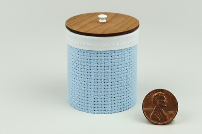 Clothes Hamper with Wooden Lid in Light Blue