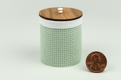 Clothes Hamper with Wooden Lid in Sage Green