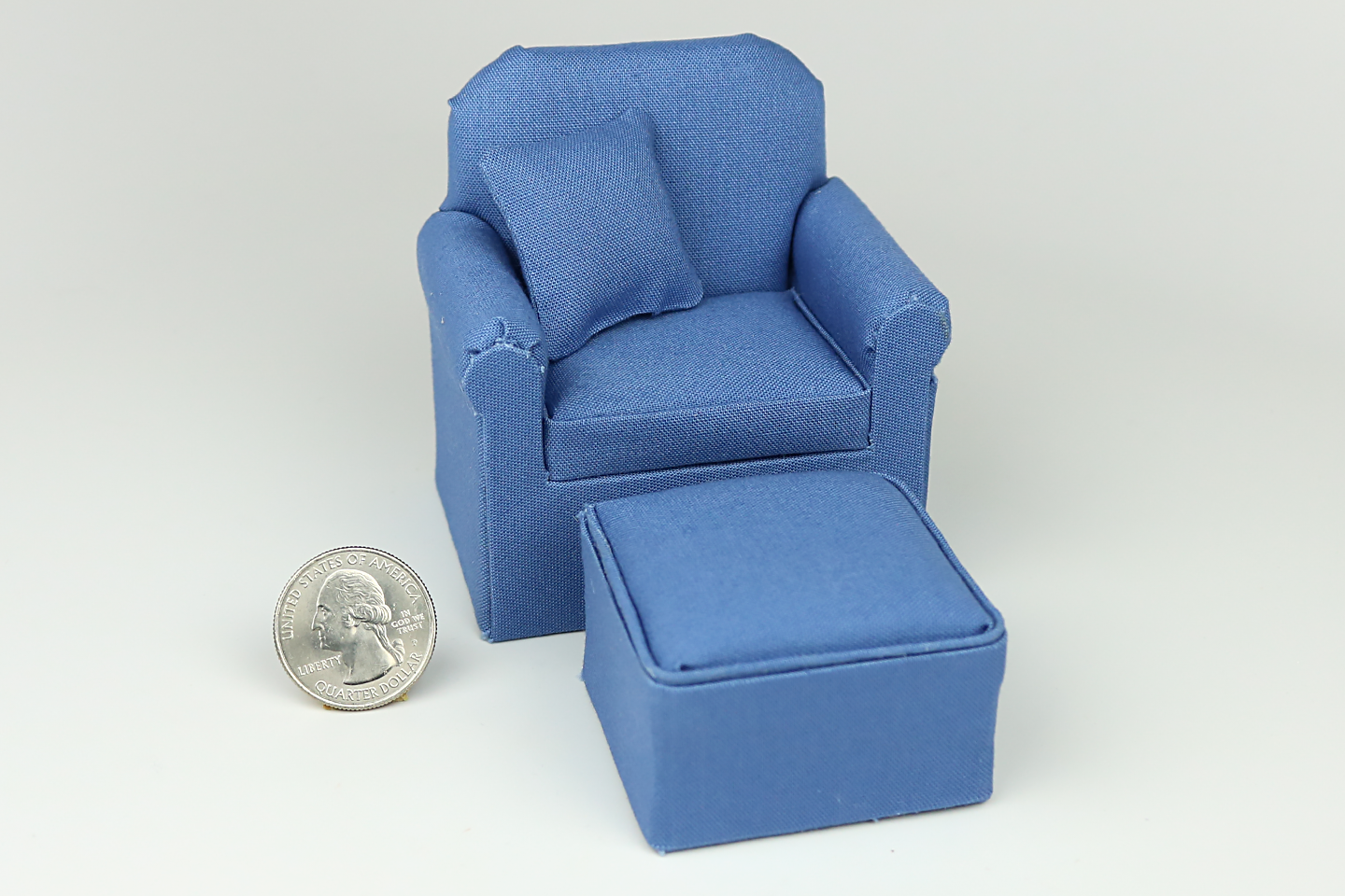 True Blue Chair with Ottoman