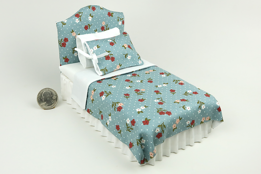 Posies in Blue Twin Bed