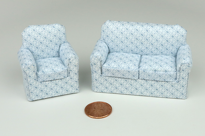 Sugar Squares Living Room in Blue (Half Scale)