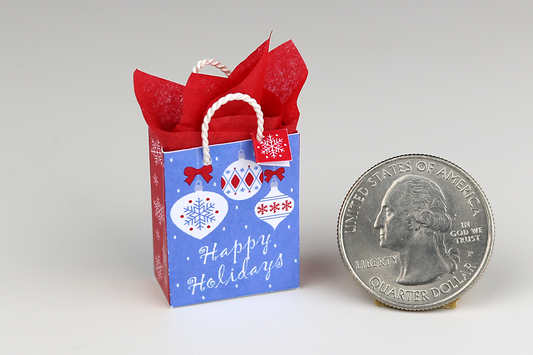 Happy Holidays Icy Blue Gift Bag