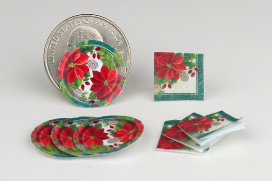 Poinsettias & Pinecones Paper Plates & Napkins Set