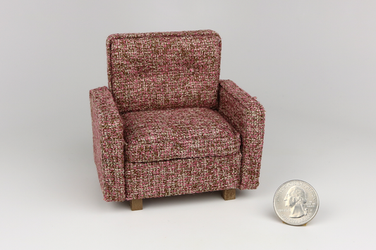 Mid-Century Modern Armchair in "Cozy Crimson"