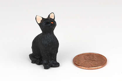 Sitting Black Cat with Eyes Closed