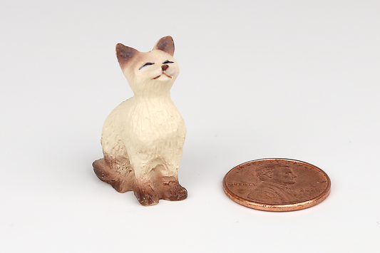 Sitting Color Point Cat with Eyes Closed