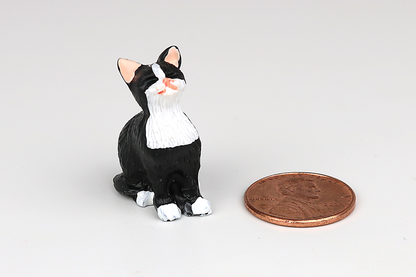 Sitting Tuxedo Cat with Eyes Closed