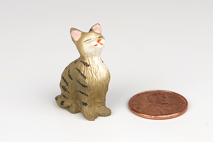 Sitting Tabby Cat with Eyes Closed