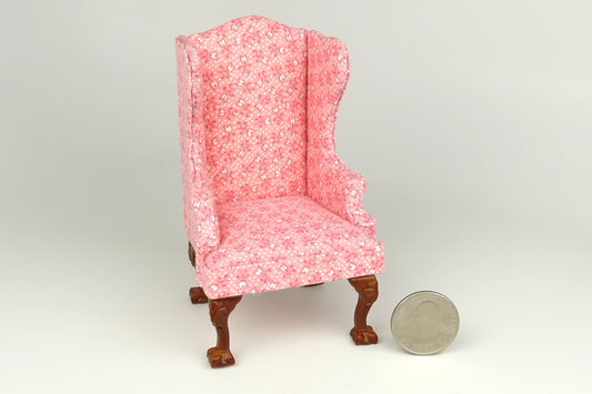 Wing Chair in Pink Spring Tulips Print