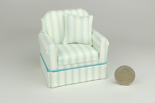 Sky Blue Ticking-Striped Armchair