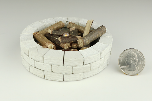Stone Fire Pit with Light-Up Flame