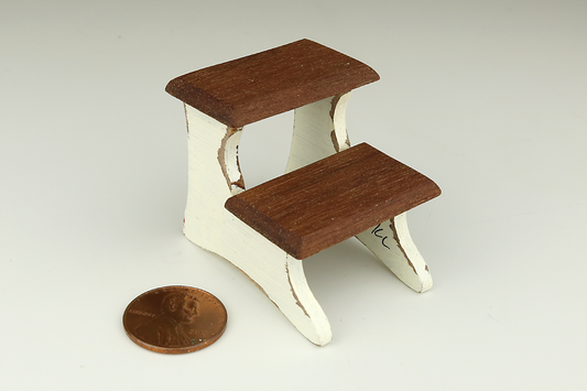 Wooden Step Stool in White/Walnut