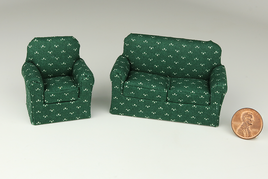 Deep Forest Green Living Room (Half Scale)