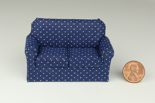 Deep Sea Blue Polka Dot Living Room (Half Scale)