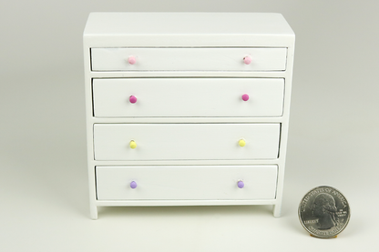White Dresser with Rainbow Handles