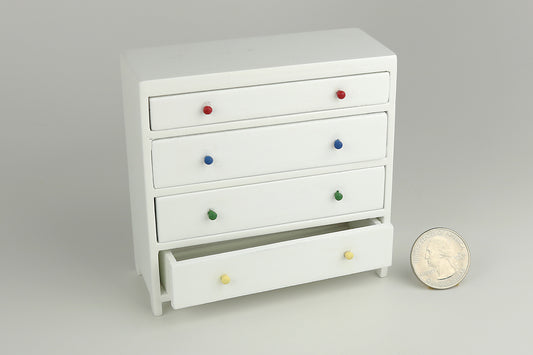 White Dresser with Rainbow Handles