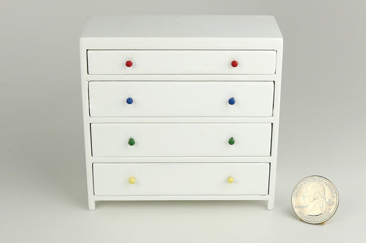 White Dresser with Rainbow Handles