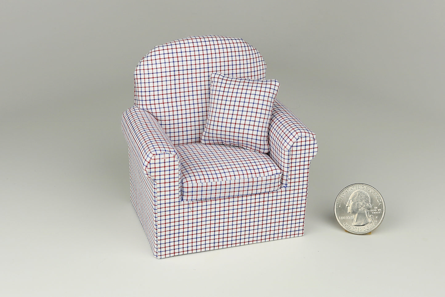 Red & Blue Windowpane Check Armchair