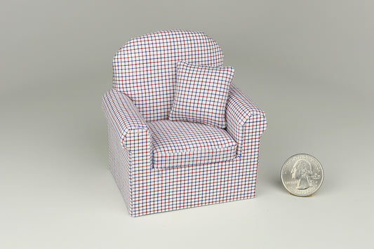 Red & Blue Windowpane Check Armchair
