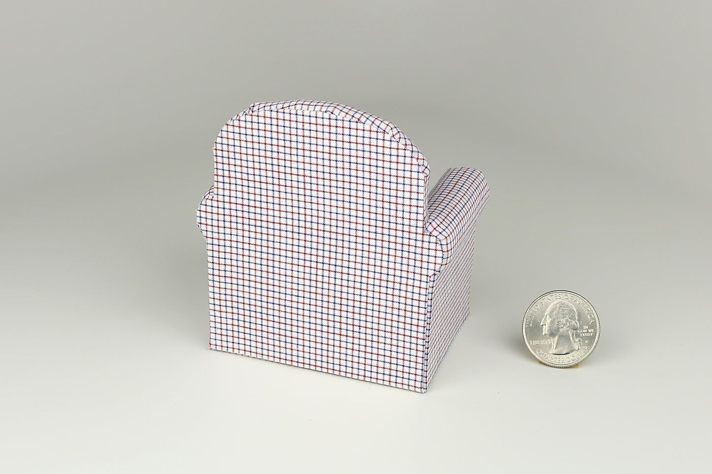 Red & Blue Windowpane Check Armchair
