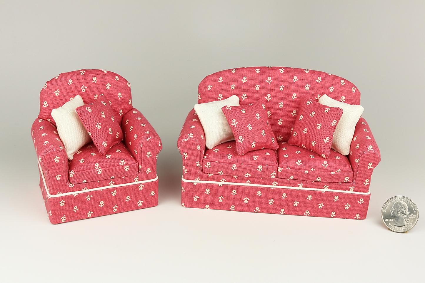 Ivory & Dusty Rose Loveseat