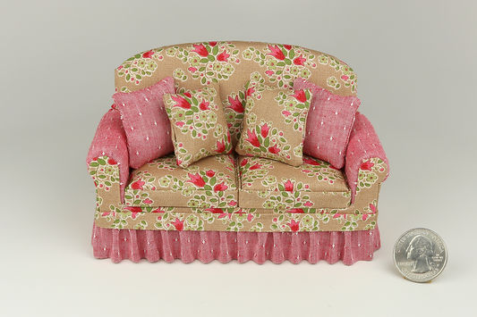 Floral Daydream Red-Ecru Loveseat
